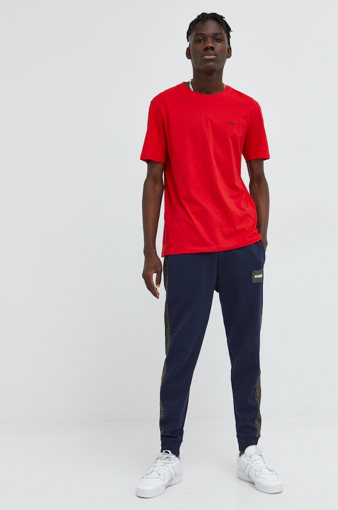 HUGO T-shirt męski bawełniany Dero222 50466158 czerwony SS26
