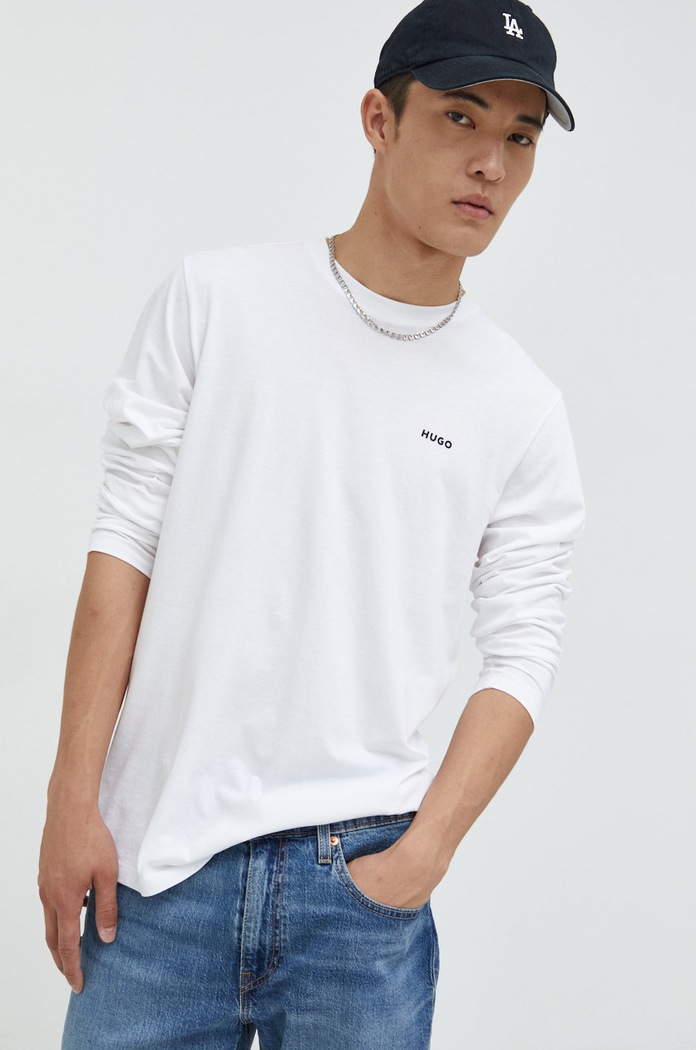 HUGO longsleeve nadruk biały 50466159