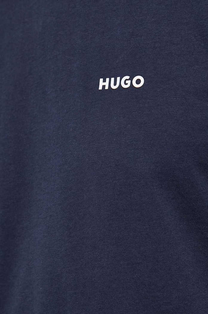 Bavlněné tričko s dlouhým rukávem HUGO 50466159 námořnická modř