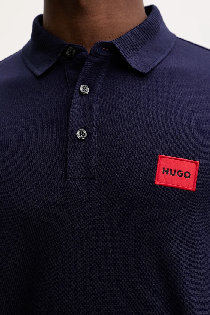 Хлопковое поло HUGO Dereso222 50466202 тёмно-синий
