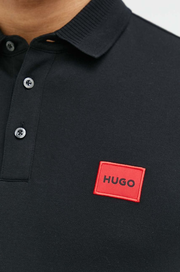 Хлопковое поло HUGO Dereso222 50466202 чёрный
