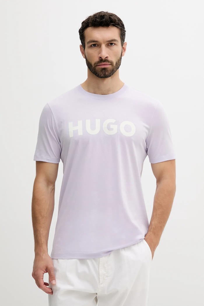 HUGO tričko pánske bavlnené Dulivio relaxed fialová 50467556