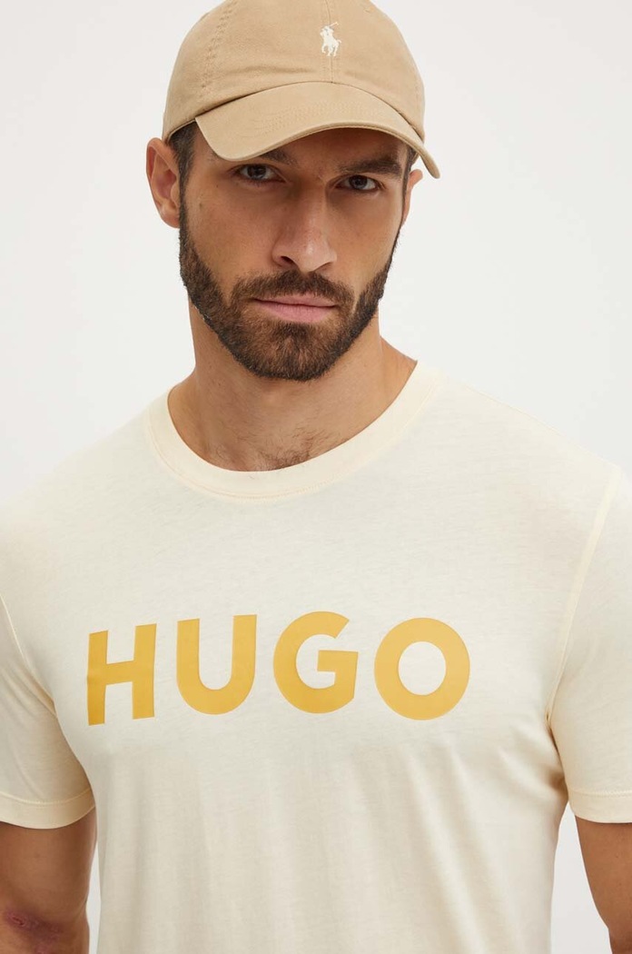 Odzież HUGO T-shirt męski bawełniany Dulivio 50467556 żółty