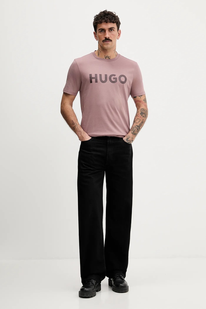 HUGO tričko pánske bavlnené Dulivio 50467556 ružová AA00