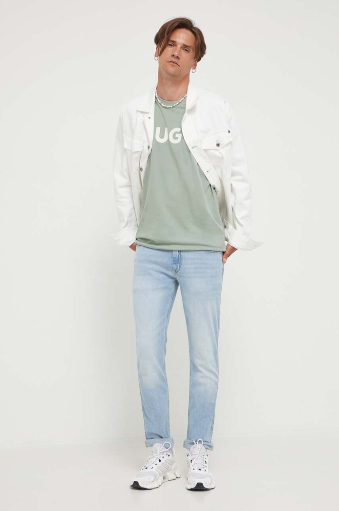 HUGO T-shirt męski bawełniany Dulivio 50467556 zielony AA00