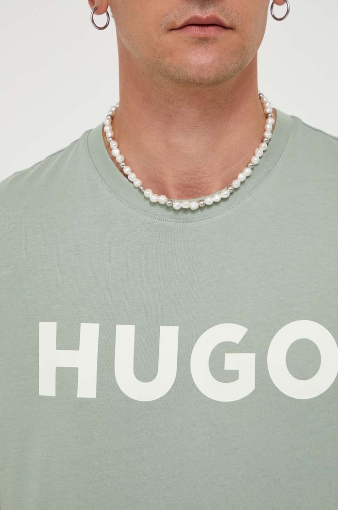 HUGO T-shirt męski bawełniany Dulivio 50467556 zielony