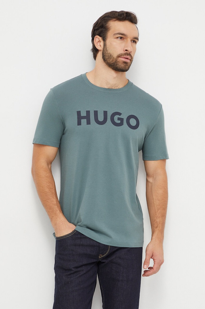 HUGO tričko pánske bavlnené Dulivio relaxed zelená 50467556