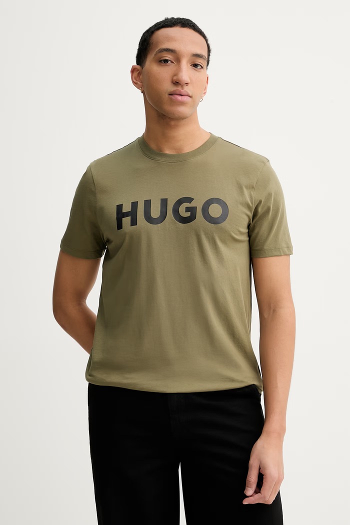 HUGO tričko pánske bavlnené Dulivio relaxed zelená 50467556