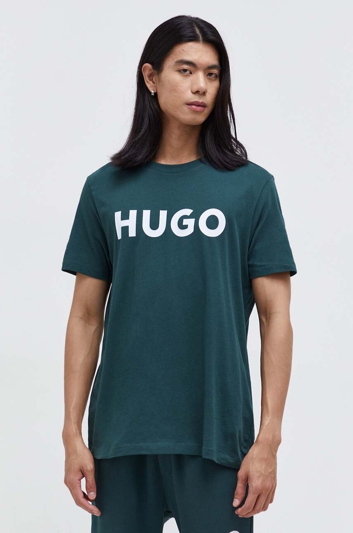 HUGO tričko pánske bavlnené Dulivio relaxed zelená 50467556