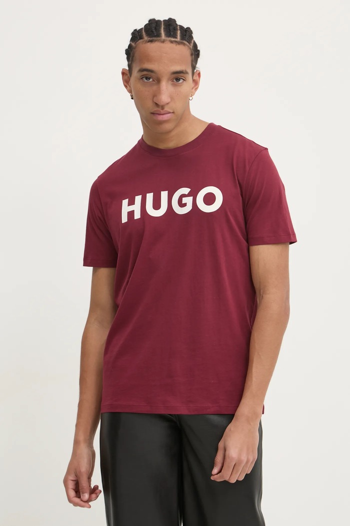 HUGO tričko pánske bavlnené Dulivio relaxed červená 50467556