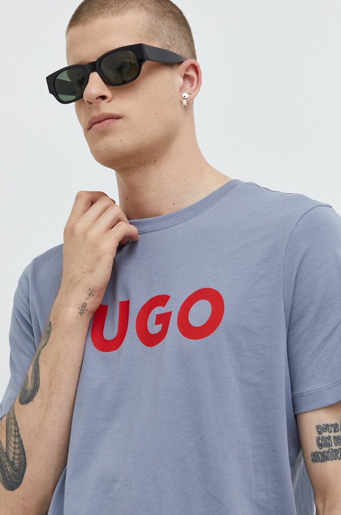 HUGO T-shirt męski bawełniany Dulivio szary 50467556