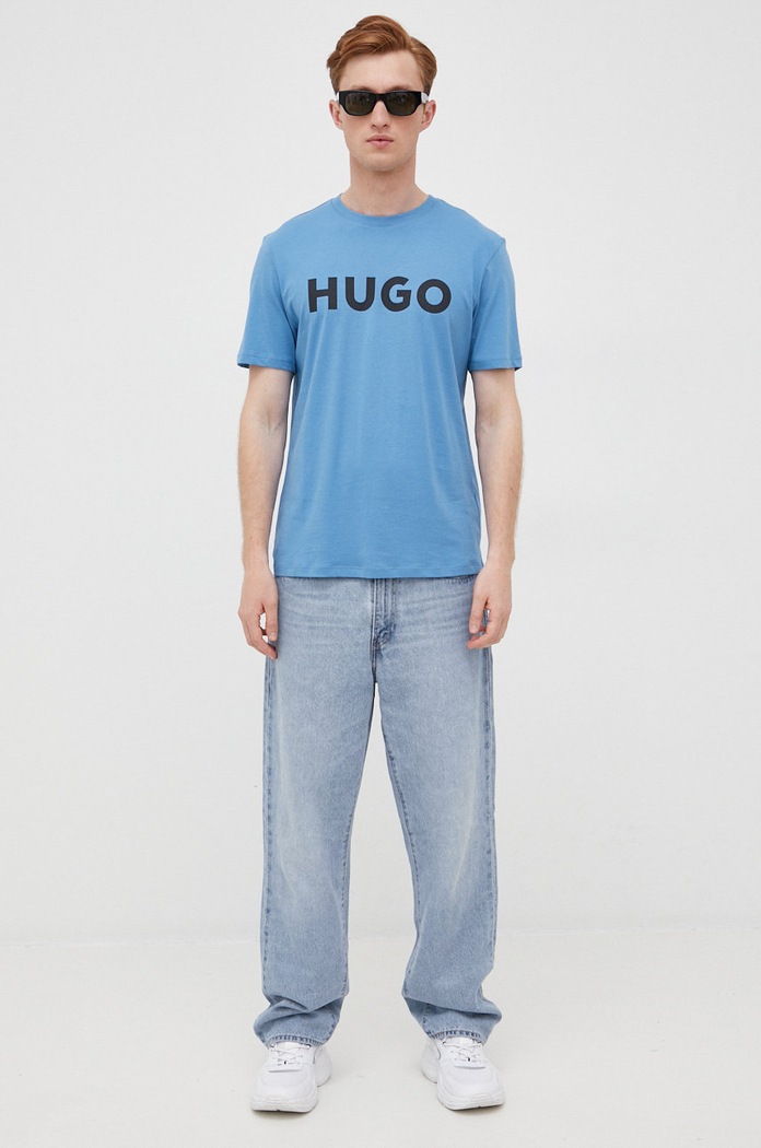 HUGO T-shirt męski bawełniany Dulivio 50467556 niebieski AA00
