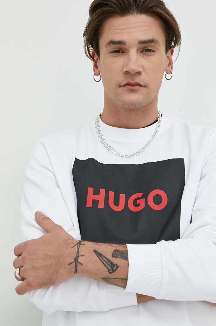 Βαμβακερή μπλούζα HUGO λευκό 50467944