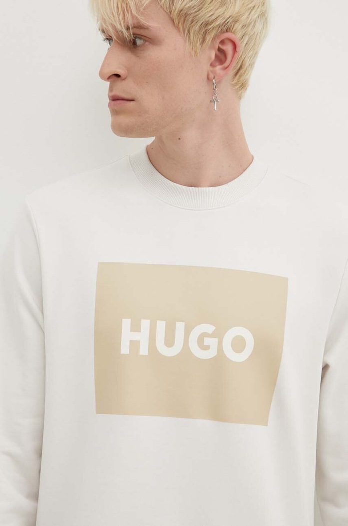 Bombažen pulover HUGO bež 50467944