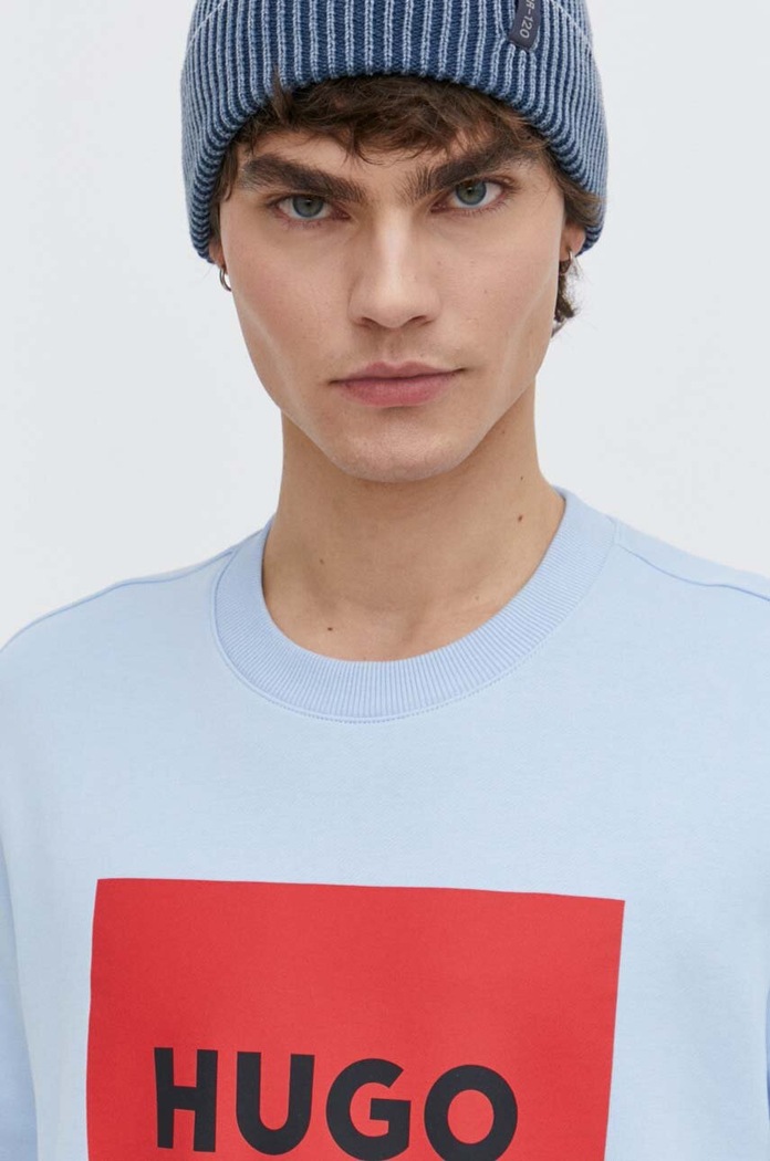 HUGO bluza bawełniana niebieski 50467944