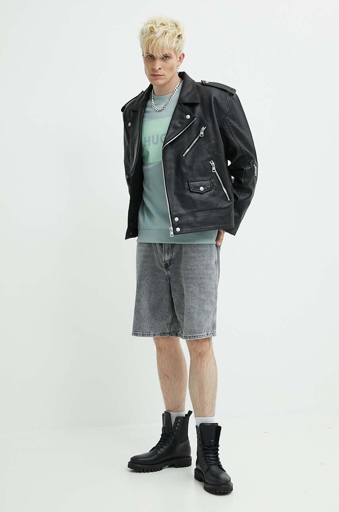 HUGO bluza bawełniana 50467944 turkusowy AA00