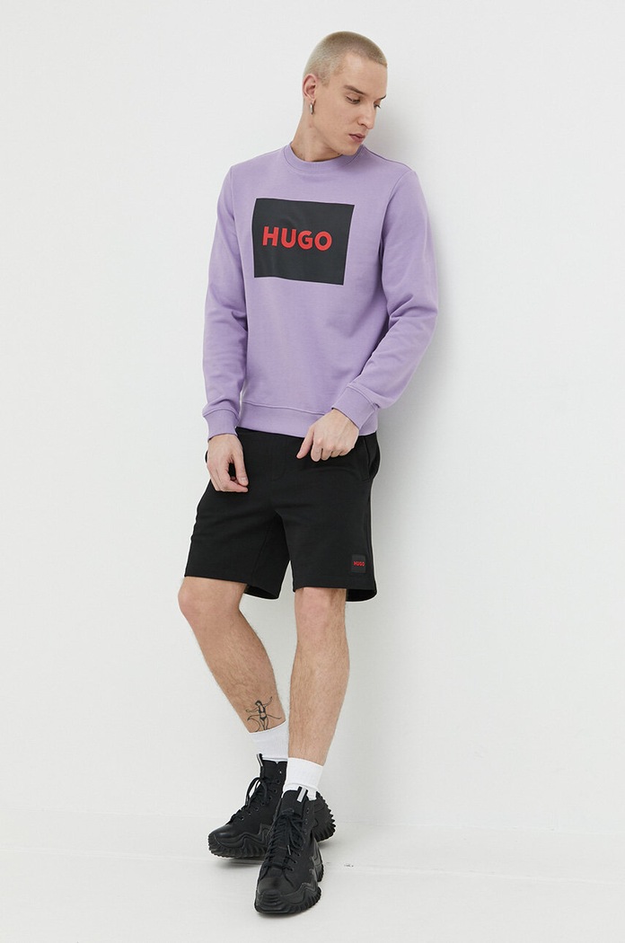HUGO bluza bawełniana 50467944 fioletowy AA00