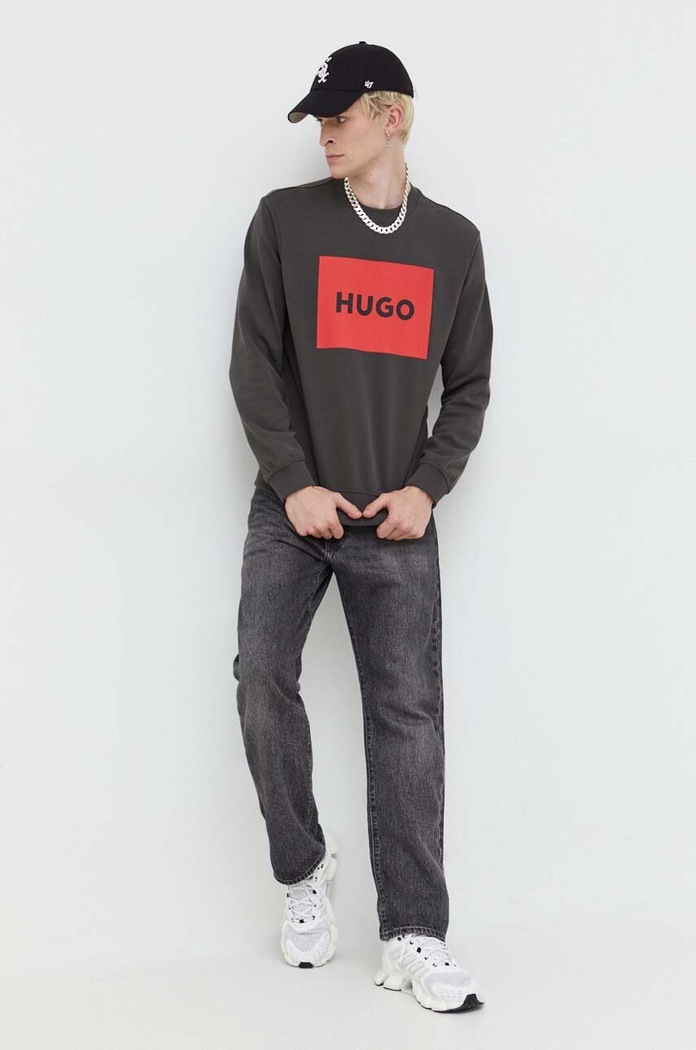 Βαμβακερή μπλούζα HUGO 50467944 γκρί AA00