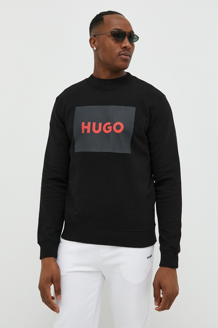 HUGO bluza bawełniana czarny 50467944