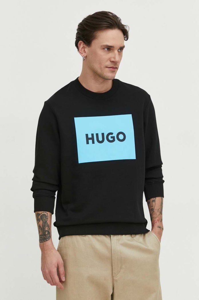HUGO bluza bawełniana nadruk czarny 50467944