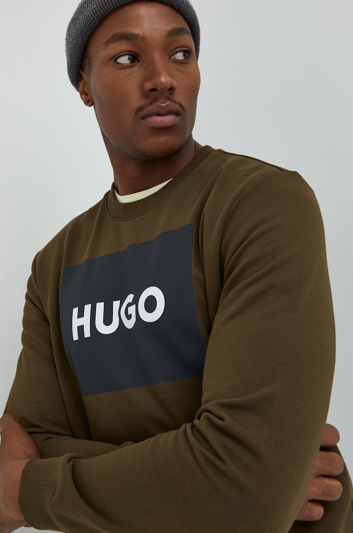 HUGO bluza bawełniana 50467944 zielony 50467944
