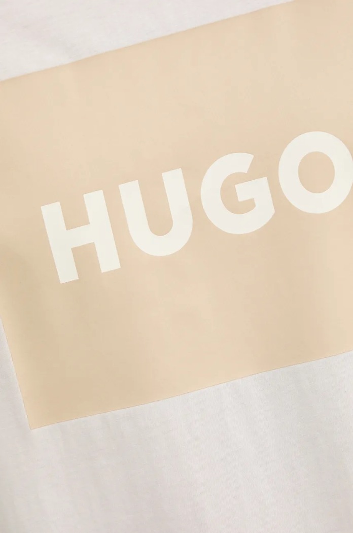 Bavlněné tričko HUGO Dulive222 béžová 50467952