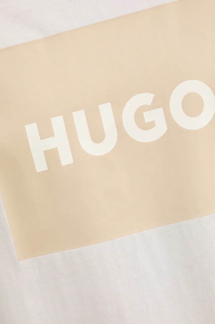 Bavlněné tričko HUGO Dulive222 béžová 50467952