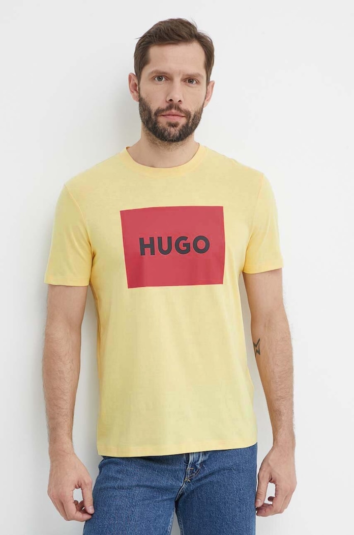 Bavlnené tričko HUGO Dulive222 50467952 žltá AA00
