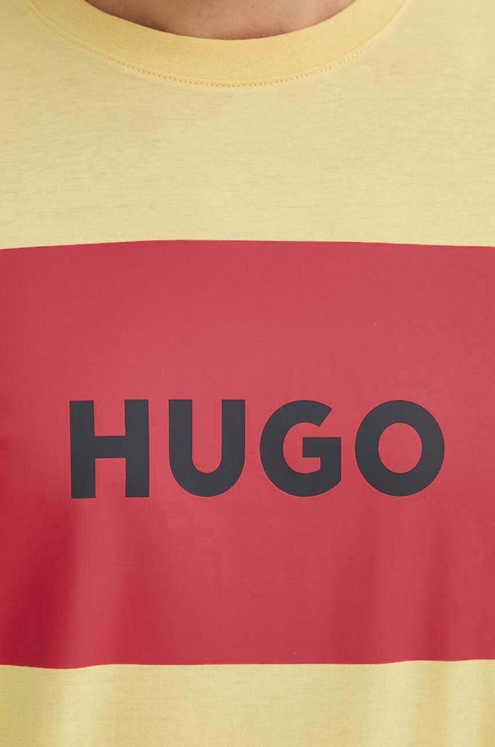 Bavlnené tričko HUGO Dulive222 žltá 50467952