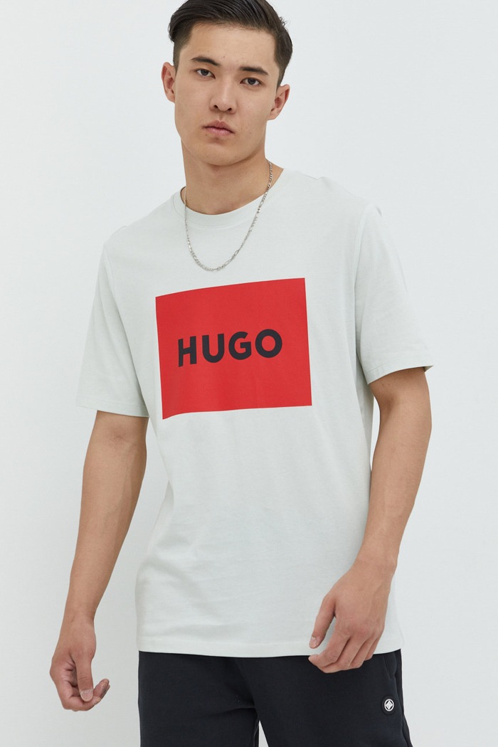 HUGO t-shirt bawełniany Dulive222 50467952 zielony AA00