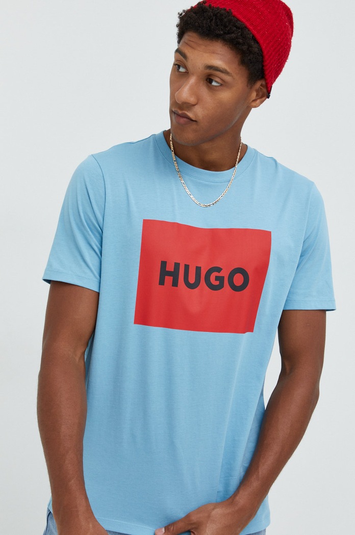 HUGO t-shirt bawełniany Dulive222 50467952 niebieski AA00