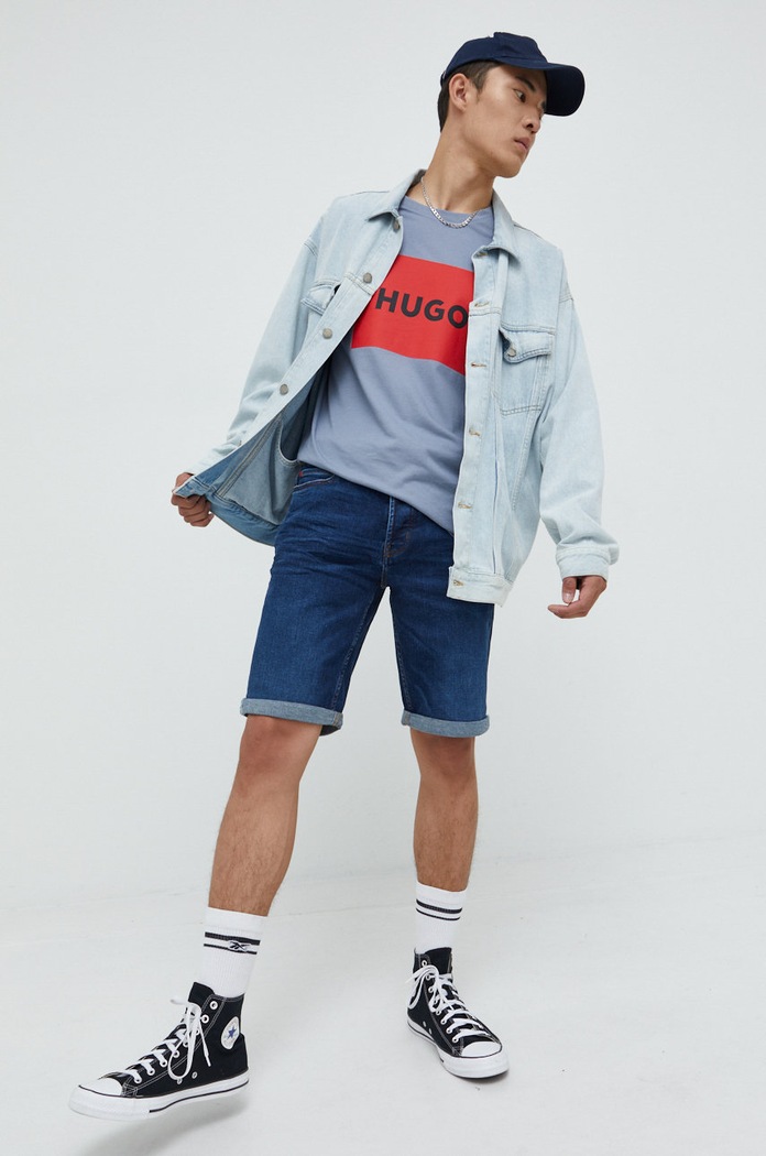 HUGO t-shirt bawełniany Dulive222 50467952 niebieski AA00