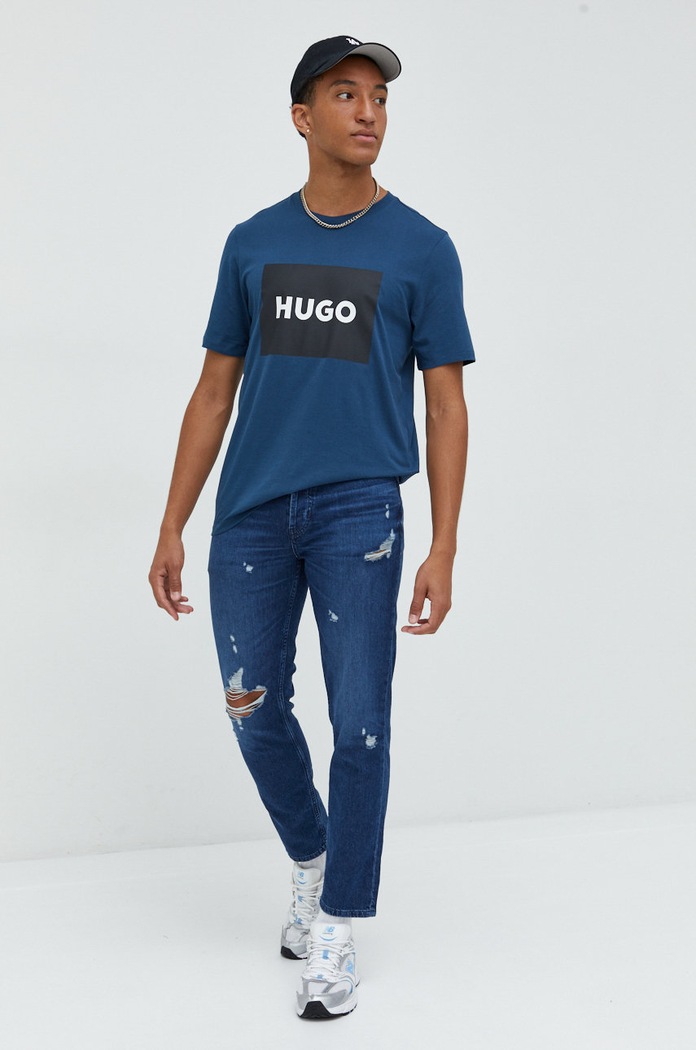 HUGO t-shirt bawełniany Dulive222 50467952 granatowy AA00