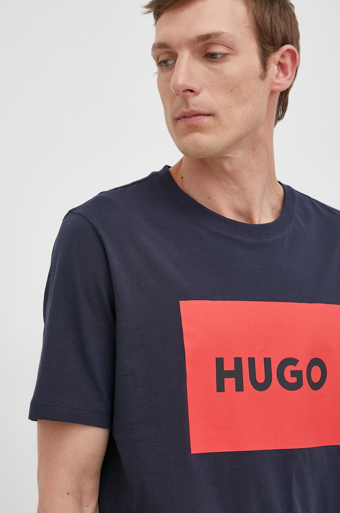 Bavlněné tričko HUGO Dulive222 námořnická modř 50467952