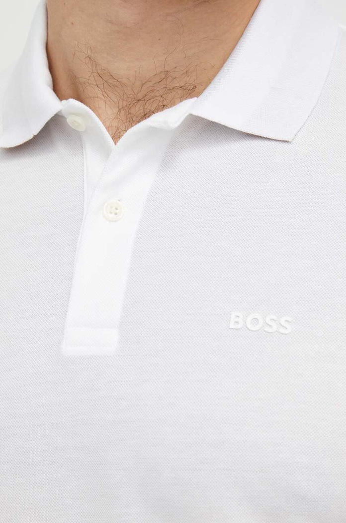 BOSS πόλο ανδρικό βαμβακερό Parlay 147 λευκό 50467113