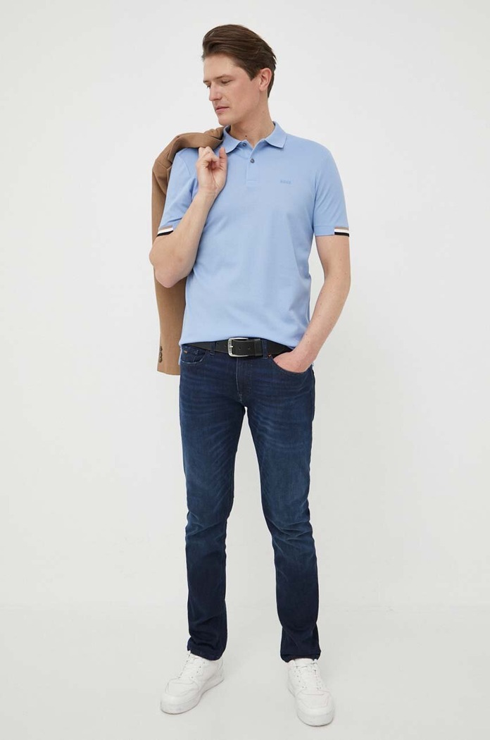 BOSS Polo męskie bawełniane Parlay 147 50467113 niebieski AA00