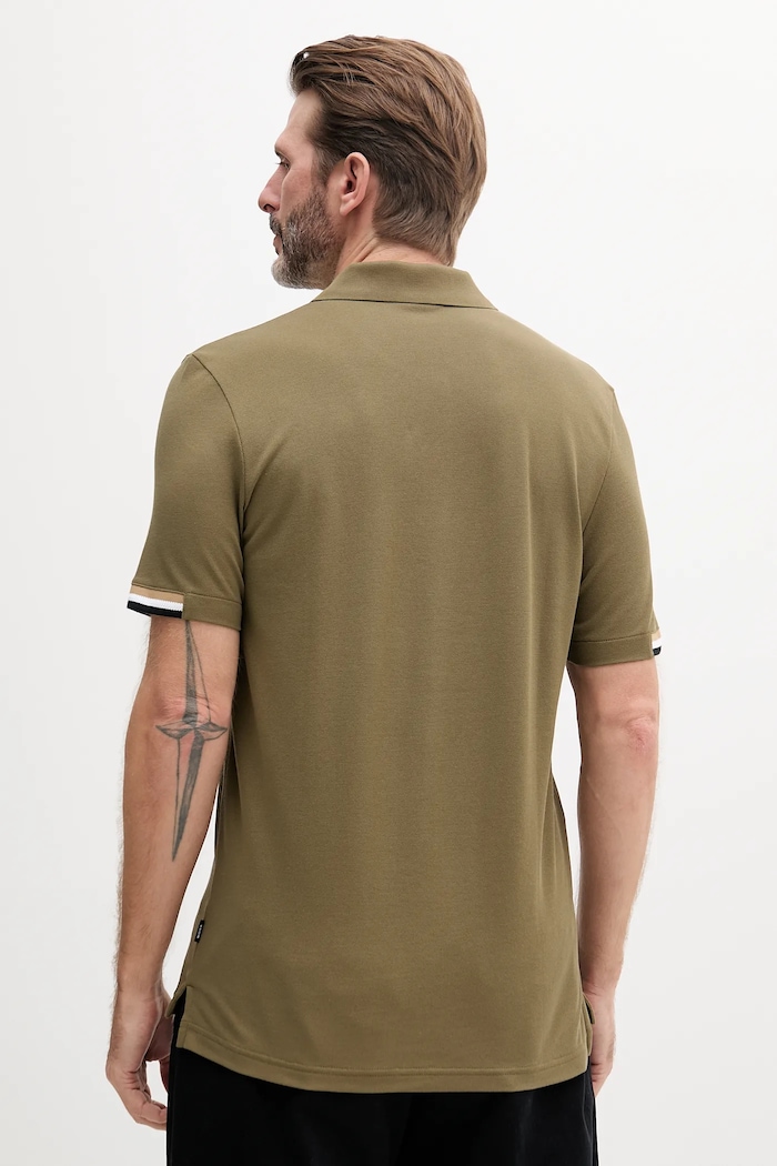 BOSS polo pentru bărbați din bumbac Parlay 147 50467113 verde AA00