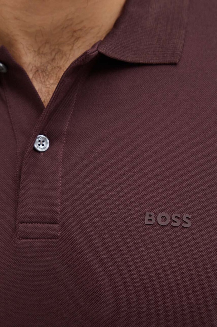 BOSS polo męskie bawełniane Parlay 147 bordowy 50467113