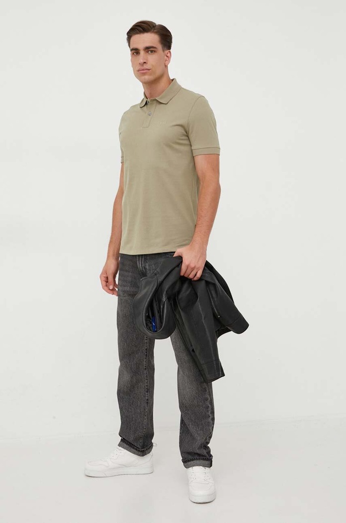 BOSS polo bawełniane 50468301 zielony AW24