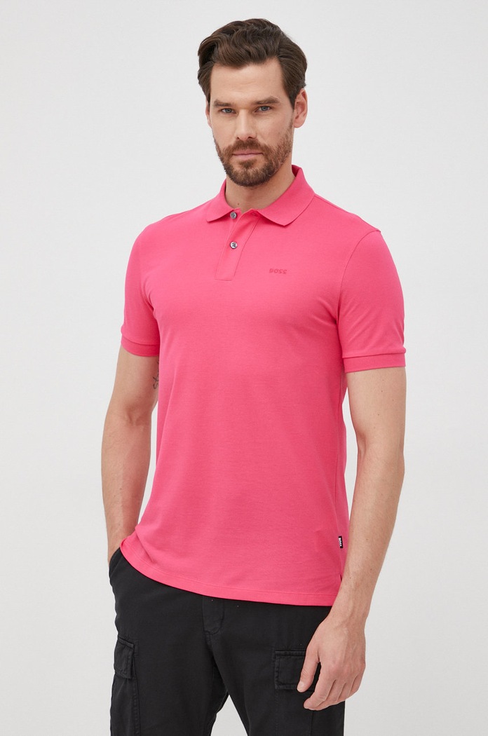 BOSS polo bawełniane 50468301 regular różowy 50468301