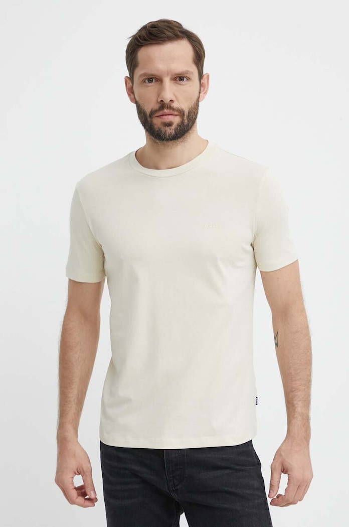BOSS T-shirt męski bawełniany Thompson 01 50468347 beżowy AA00
