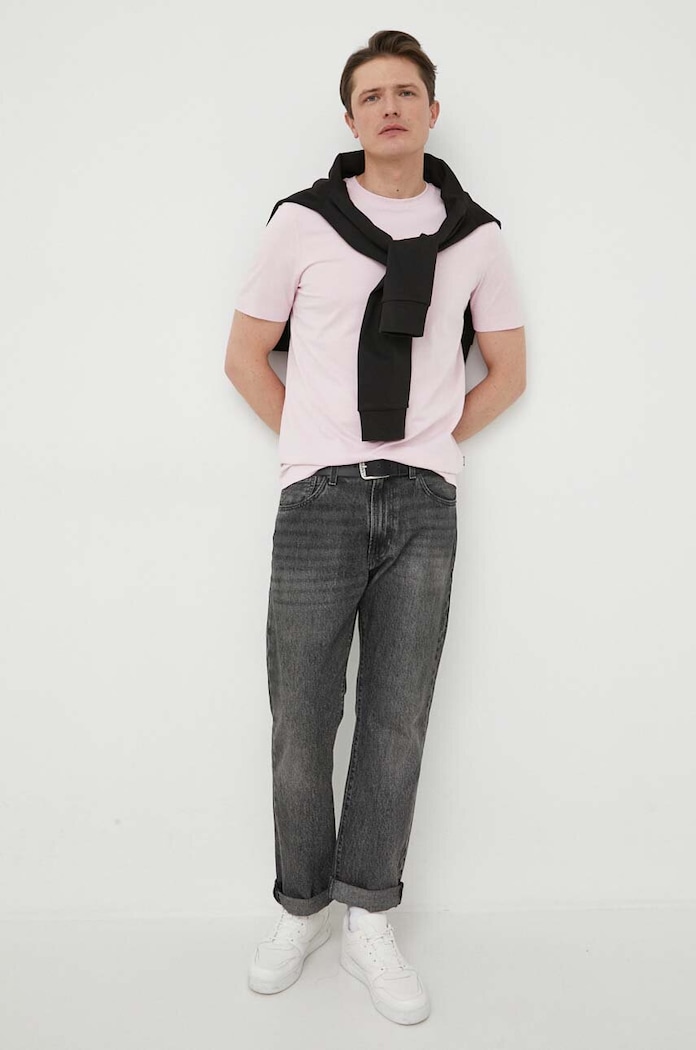BOSS T-shirt męski bawełniany Thompson 01 50468347 różowy AA00