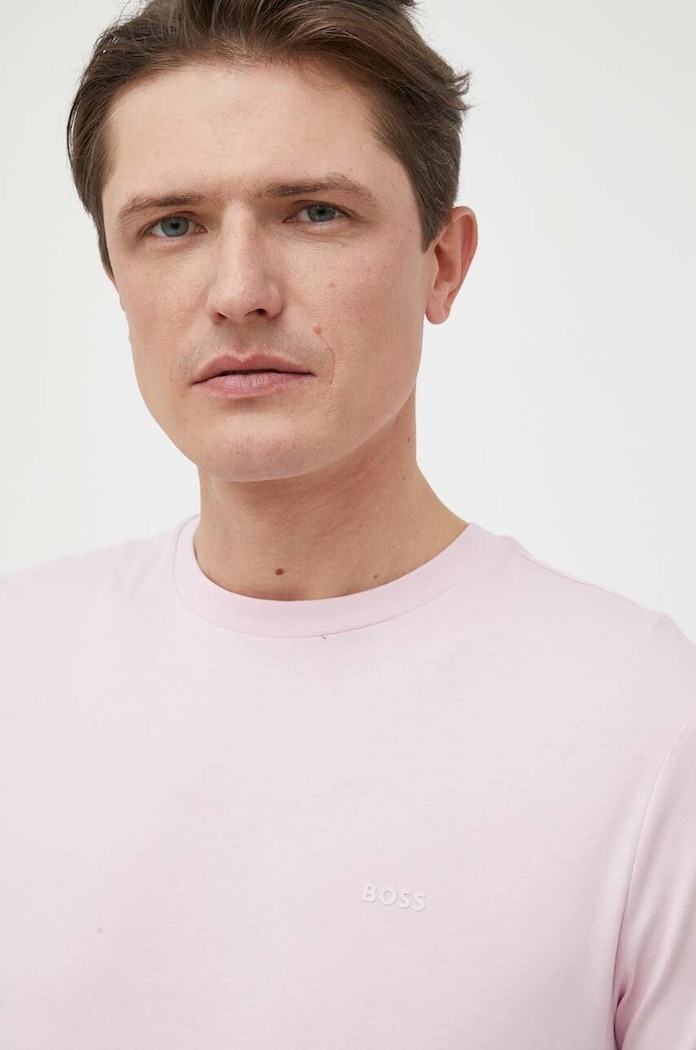 BOSS T-shirt męski bawełniany Thompson 01 różowy 50468347