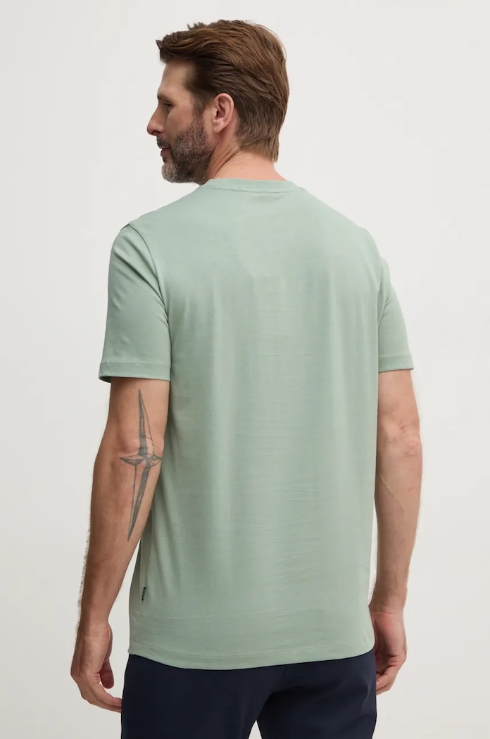 Ρούχα BOSS t-shirt ανδρικό βαμβακερό Thompson 01 50468347 πράσινο