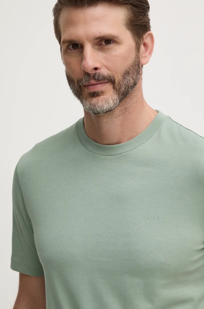 BOSS t-shirt ανδρικό βαμβακερό Thompson 01 πράσινο 50468347
