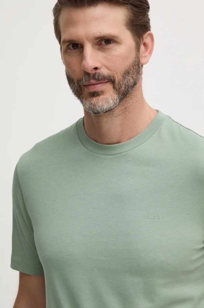 BOSS t-shirt ανδρικό βαμβακερό Thompson 01 πράσινο 50468347