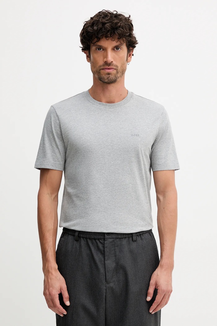 BOSS T-shirt męski bawełniany Thompson 01 szary 50468347
