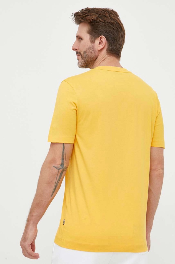 Odzież BOSS T-shirt męski bawełniany Thompson 01 50468347 żółty