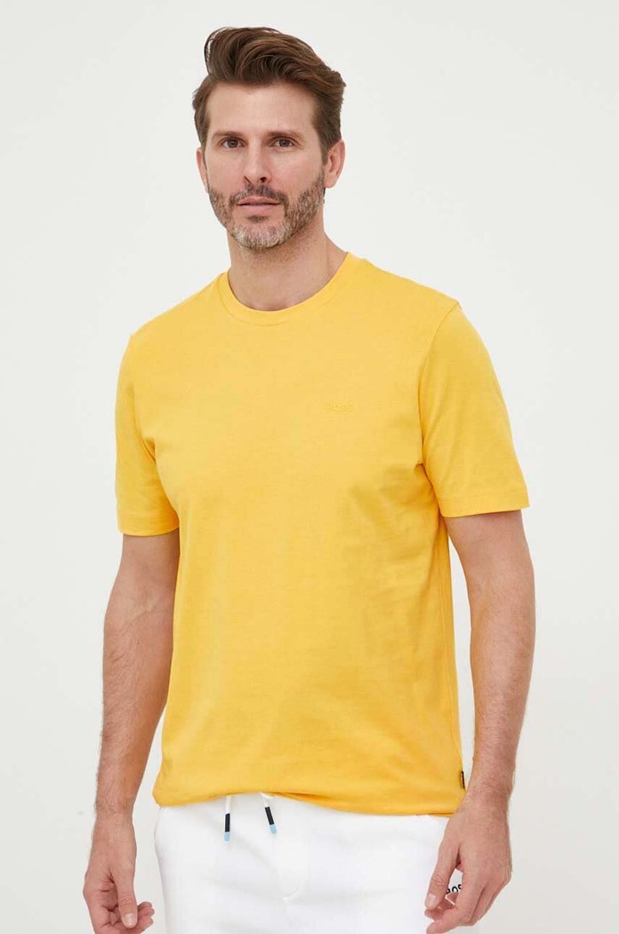 BOSS T-shirt męski bawełniany Thompson 01 żółty 50468347