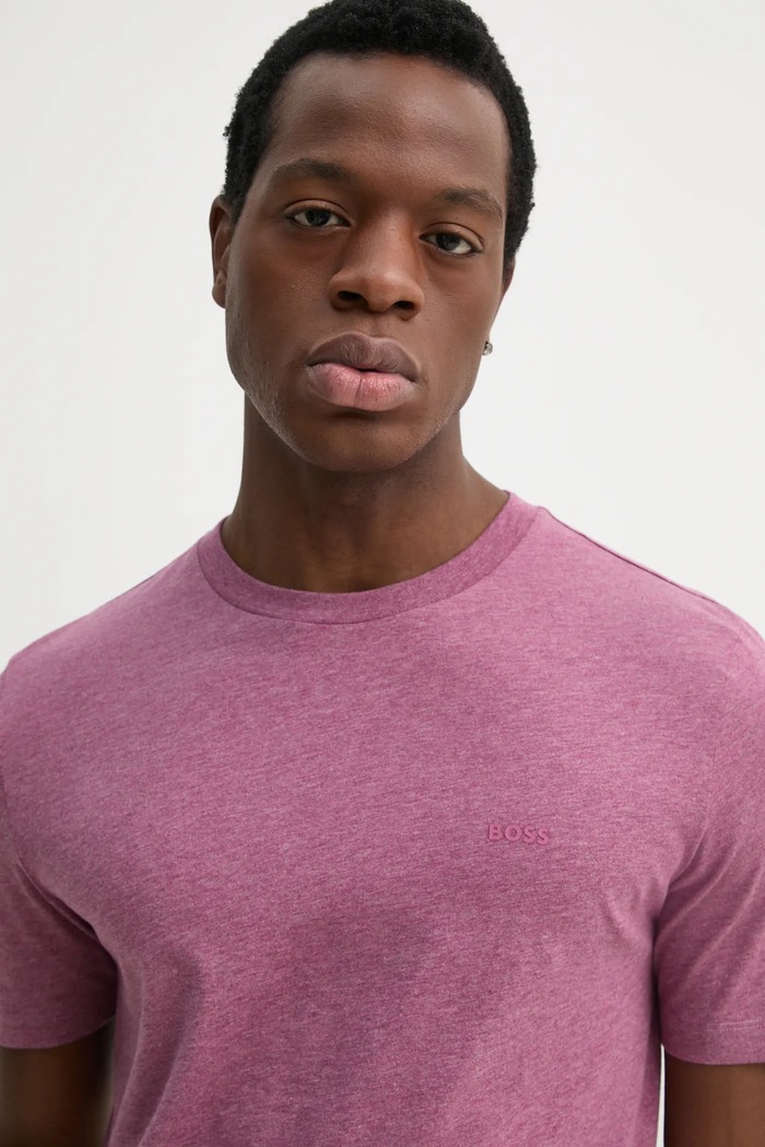 BOSS T-shirt męski bawełniany Thompson 01 różowy 50468347